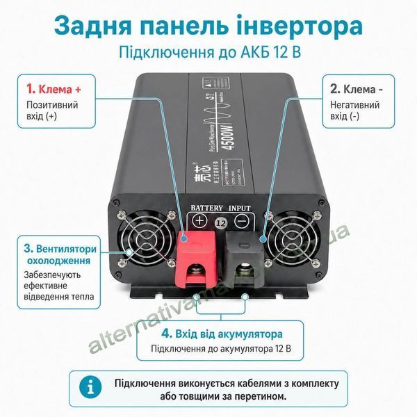 Інвертор 12V-220 "KAIX 4500W SIN", перетворювач напруги 12V-220V (Чиста Сінусоїда, 4500Вт)