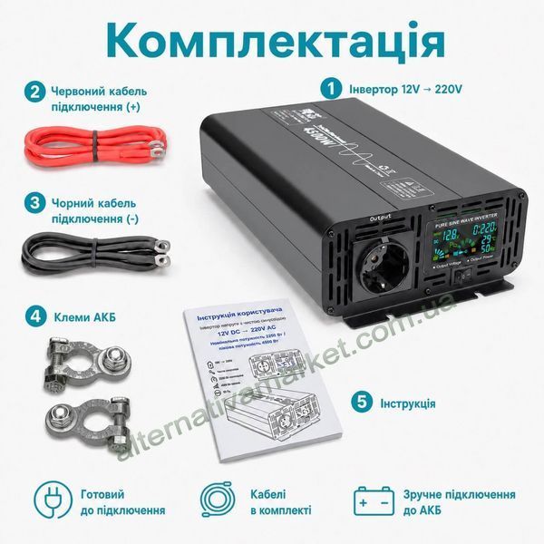 Інвертор 12V-220 "KAIX 4500W SIN", перетворювач напруги 12V-220V (Чиста Сінусоїда, 4500Вт)