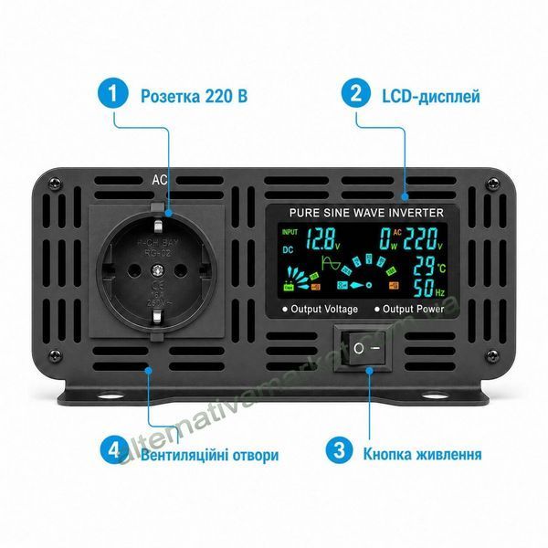 Інвертор 12V-220 "KAIX 4500W SIN", перетворювач напруги 12V-220V (Чиста Сінусоїда, 4500Вт)