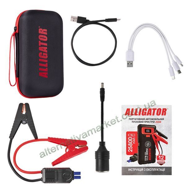 Бустер для авто Alligator JS848 1500/2500 А 25800 мА&middot;год з бездротовою зарядкою
