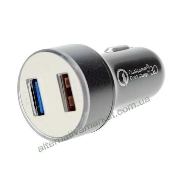 Автомобільна зарядка в прикурювач AutoExpert 004S в прикурювач, 2 USB, QC 3.0, 12/24V