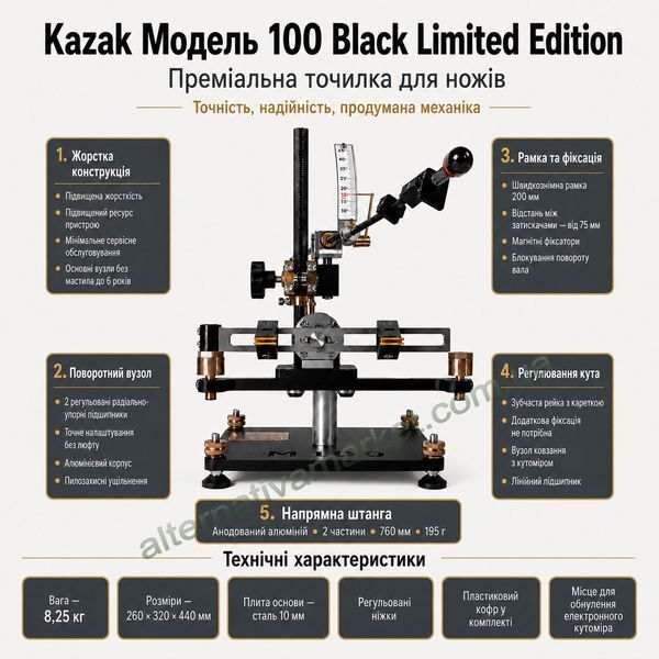 Станок для заточки ножей &laquo;Kazak Модель 100 Black Limited Edition&raquo;, точилка для ножей профессиональная