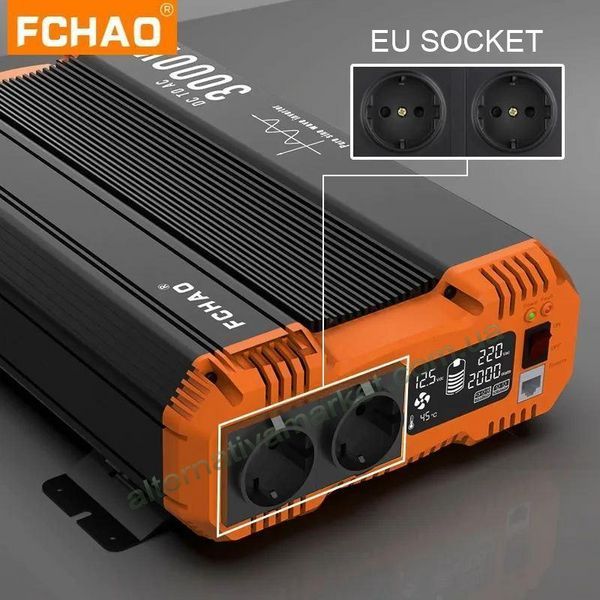 Инвертор 12V-220 синусоидальный FCHAO KSC-3000W (Чистая Синусоида, 6000Вт)