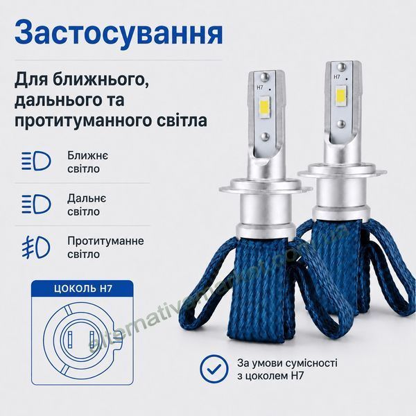 LED лампа H7 CSP 3570 6500К, 50Вт, пассивное охлаждение (набор 2шт)