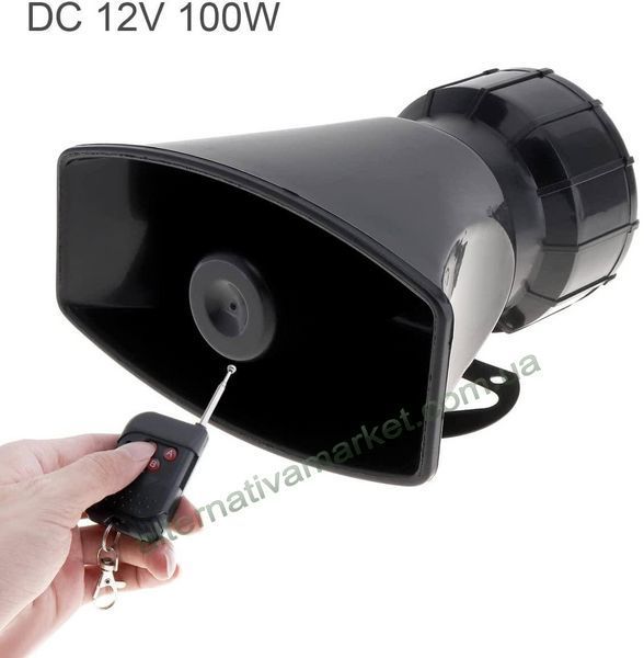 СГУ POLICE SIREN 7100DU 12V 100W с рупором и пультом ДУ, 7 сигналов