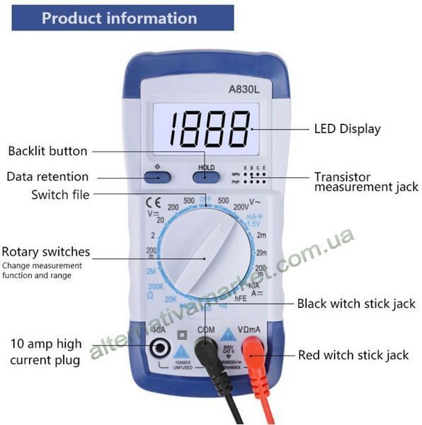 Паяльний набір HandSkit-830LCD, мультиметр, паяльник 90W з регульованою t та РК дисплеєм (20 предметів, Кейс)