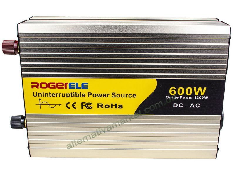 Інвертор 12V-220 "ROGER 1200W" із зарядним пристроєм (функція UPS, Чиста синусоїда, 1200Вт)