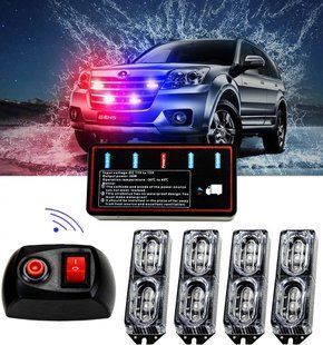Стробоскоп Federal Police 063-4LED під решітку 12V, червоно-синій, 4 лампи
