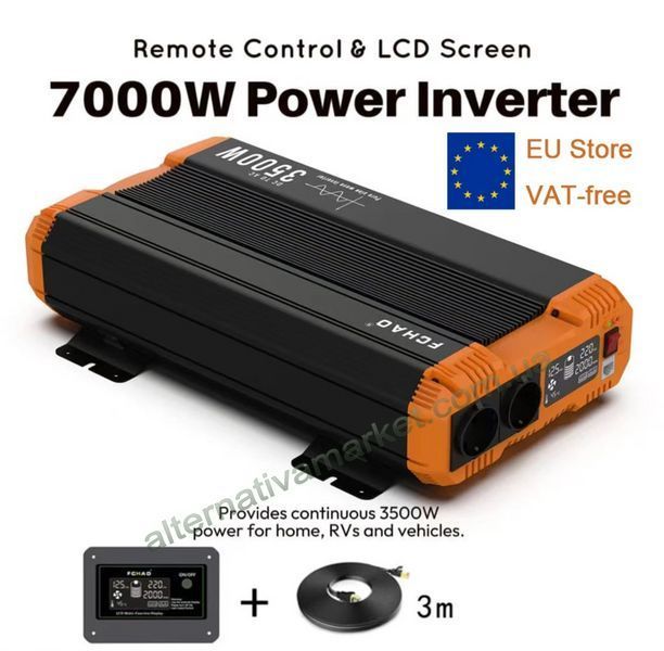 Инвертор 24V-220 синусоидальный FCHAO KSC-3500W (Чистая Синусоида, 7000Вт)