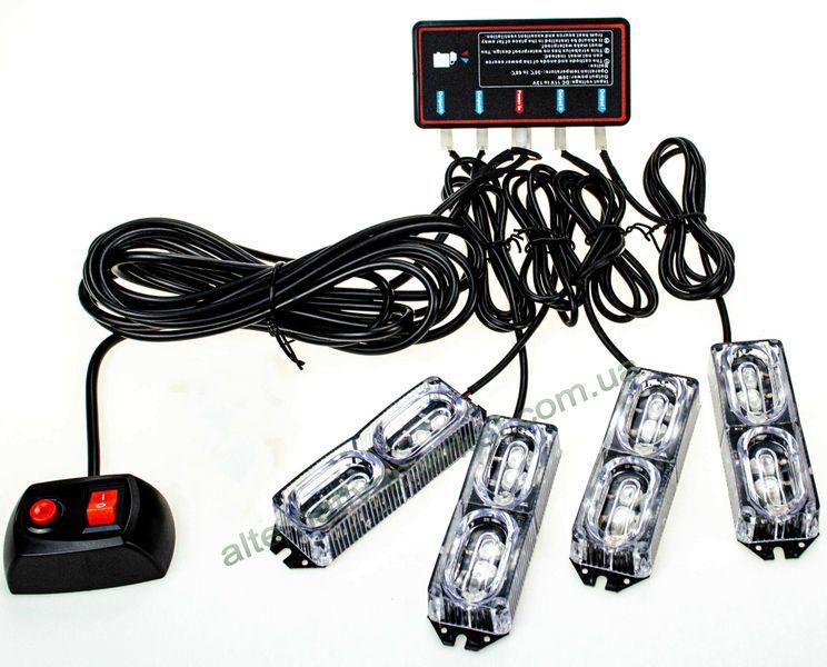 Стробоскоп Federal Police 063-4LED під решітку 12V, червоно-синій, 4 лампи