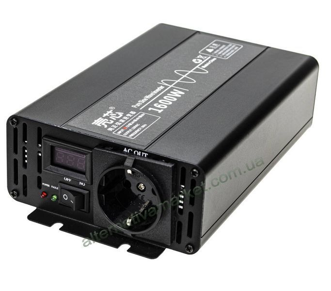 Інвертор 12V-220 "KAIX 1600W SIN", перетворювач напруги 12V-220V (Чиста Сінусоїда, 1600Вт)