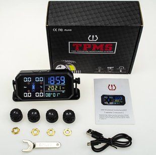 Система контроля давления в шинах TPMS T-13, 4 внешних датчика, солнечная батарея
