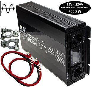 Інвертор 12V-220 "KAIX 7000W SIN", перетворювач напруги 12V-220V (Чиста Сінусоїда, 7000Вт)