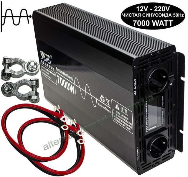 Инвертор 12V-220 "KAIX 7000W SIN", преобразователь напряжения 12V-220V (Чистая Синусоида, 7000Вт)