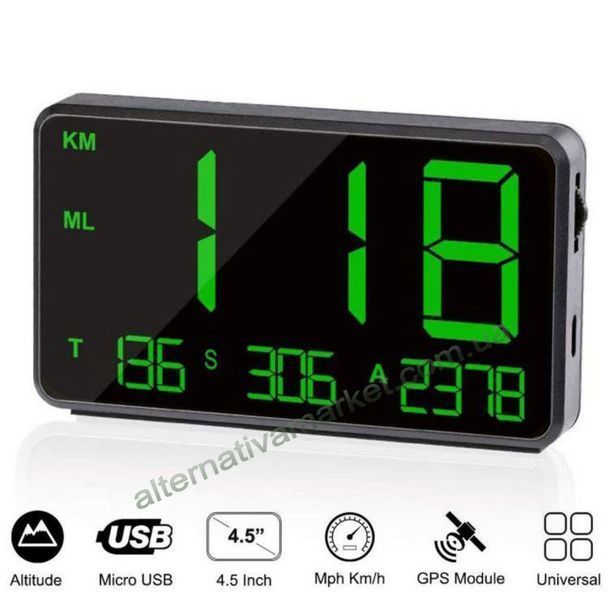 GPS спідометр та одометр для авто HUD C80, дисплей 4.4", універсальний 12&ndash;24V