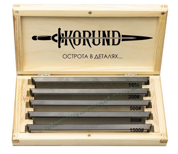 Алмазные камни для заточки, набор "KorunD ALM-5V2" (#150, #200, #500, #800, #1500 GRIT)