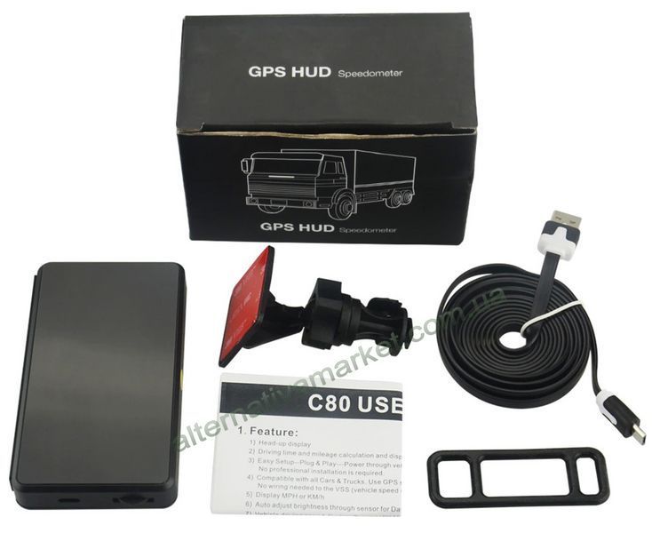 GPS спідометр та одометр для авто HUD C80, дисплей 4.4", універсальний 12&ndash;24V