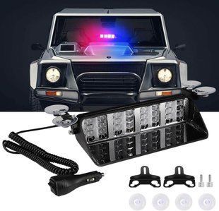 Стробоскоп Flashing KING-S32 на лобове скло 12/24V, червоно-синій, 32 LED