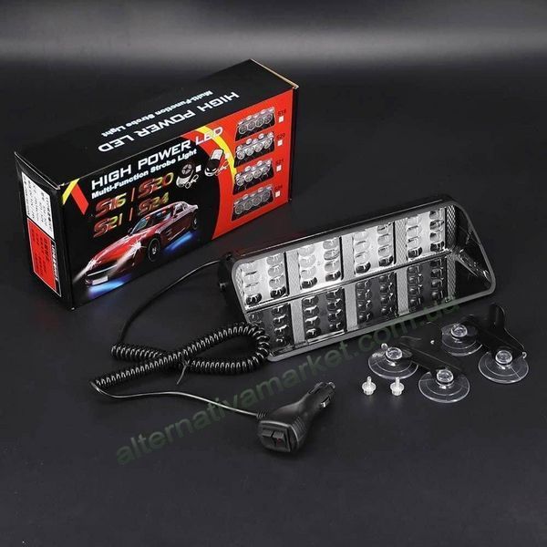 Стробоскоп Flashing KING-S32 на лобове скло 12/24V, червоно-синій, 32 LED