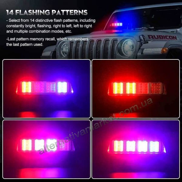 Стробоскоп Flashing KING-S32 на лобове скло 12/24V, червоно-синій, 32 LED