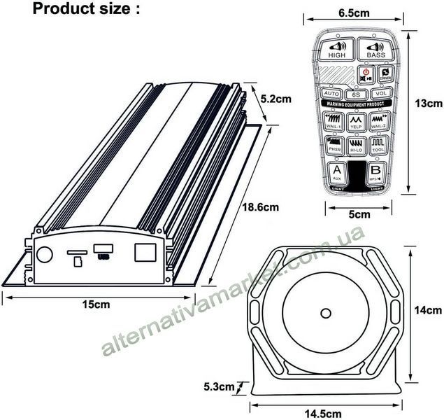 Сигнально-громкоговорящее устройство (СГУ) Federal Signal 400W 12V с пультом ДУ и микрофоном