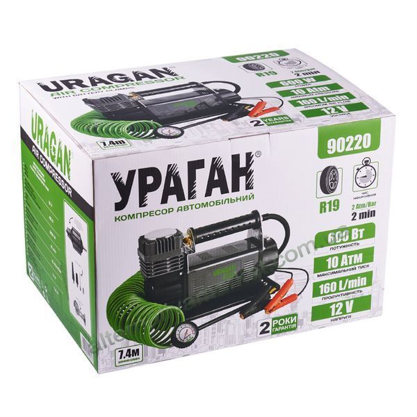 Компресор автомобільний Uragan 90220 600 Вт 160 л/хв