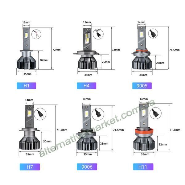 LED лампы H11 (H8; H9) X70 90Вт 18000Лм 6000K 8&ndash;16V AutoLight