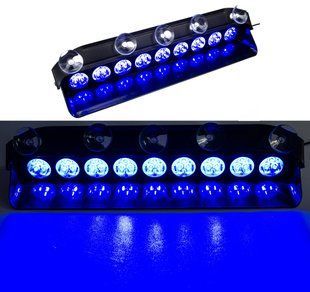 Стробоскоп HIGH POWER LED F27 синий на лобовое стекло 12V, 27 LED, 80 Вт