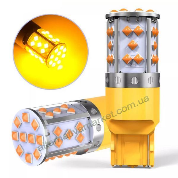 Лампа для поворотів 7440-35LED YEL 30W (Дуже яскрава, CAN-BUS, цоколь T20 7440 W21W, 12V-24V)